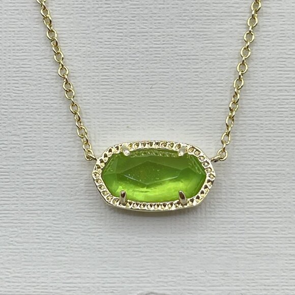 Kendra Scott Gold-Plated Chain Necklace With Green Gemstone Pendant - Picture 1 of 5